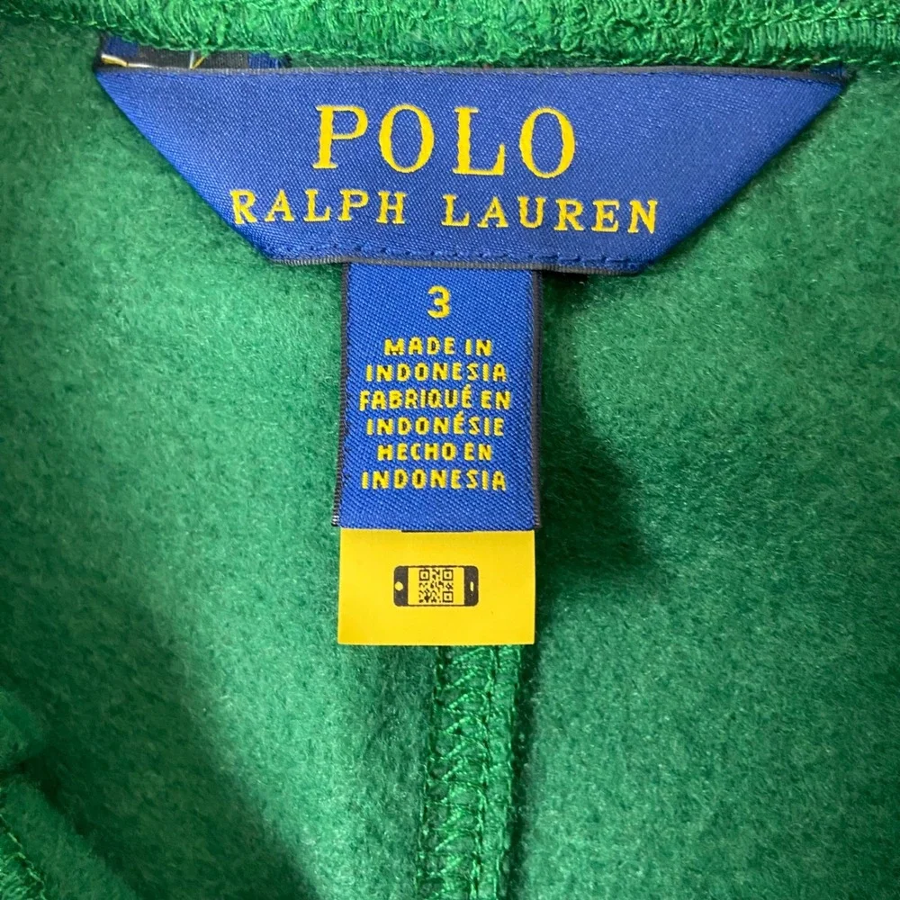 Polo Ralph Lauren Boys Size 3 Green Athletic‎ Graphic Fleece Jogger Pants NWT